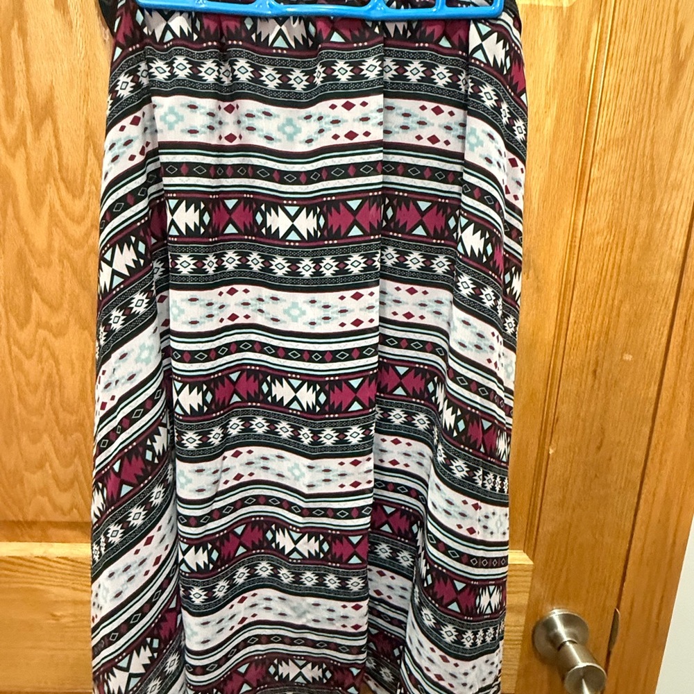 LuLaRoe Burgundy, Black and White Aztec Midi Skirt